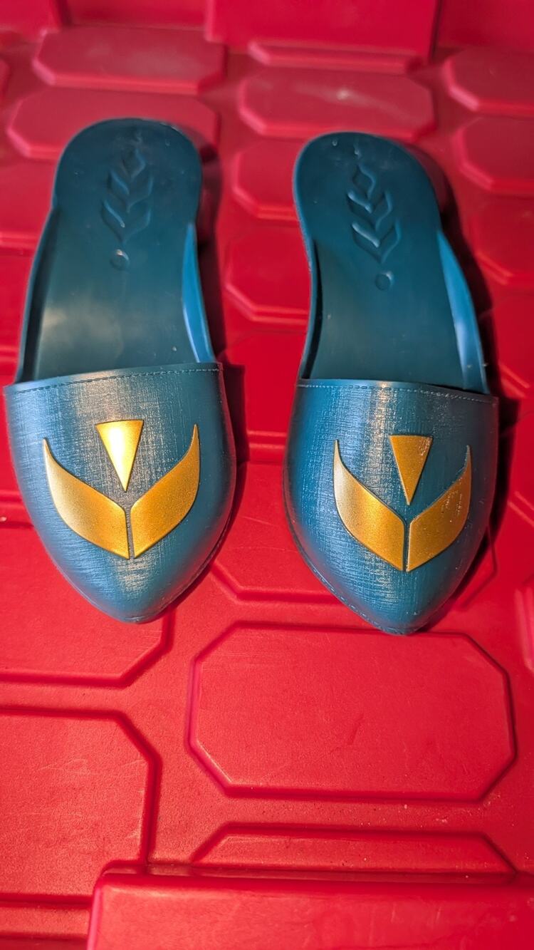Disney Frozen Logo Slide Flats Blue/Gold Slip-On Almond Toe US 7 EU 38